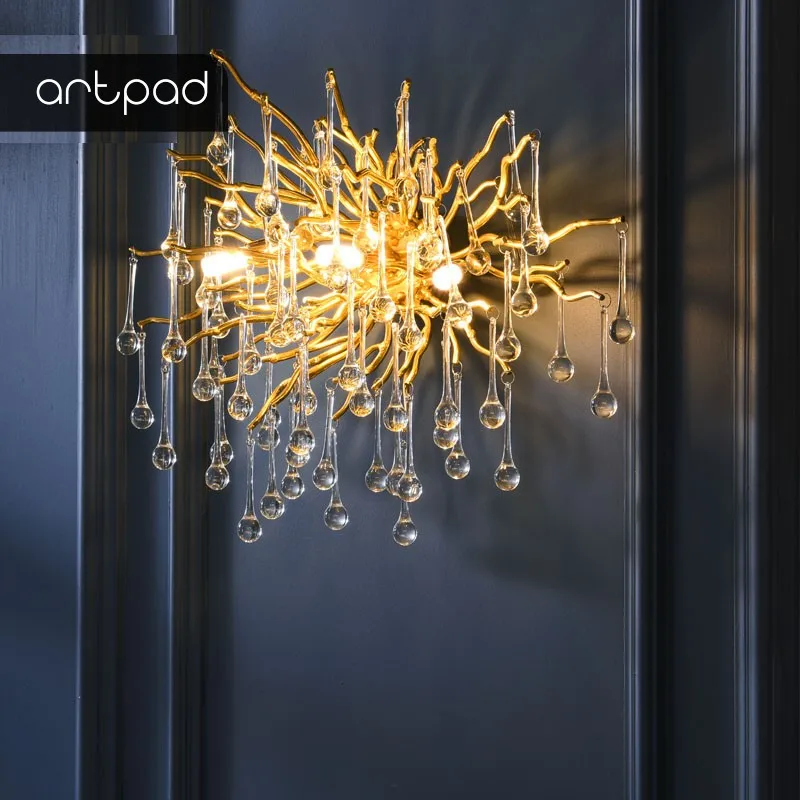 Artpad роскошная хрустальная настенная лампа винтажная гостиная фон для телевизора