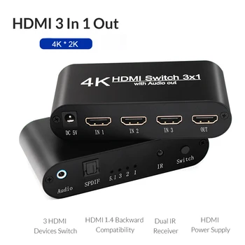 Full HD 1080p 4K Switcher HDMI 3X1 Switch Splitter with Audio Out Remote HDCP for HDTV PC Monitor XBOX HDMI Switcher
Full HD 1080p 4K Switcher HDMI 3X1 Switch Splitter with Audio Out Remote HDCP for HDTV PC Monitor XBOX HDMI Switcher