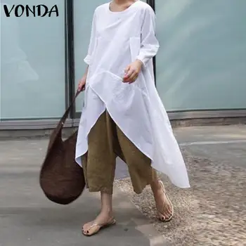 Women Blouse Shirts VONDA Autumn Long Sleeve Tops Casual Loose O Neck Asymmetrical Tunic Ladie Shirts Plus Size Blusas Femininas 
Women Blouse Shirts VONDA Autumn Long Sleeve Tops Casual Loose O Neck Asymmetrical Tunic Ladie Shirts Plus Size Blusas Femininas