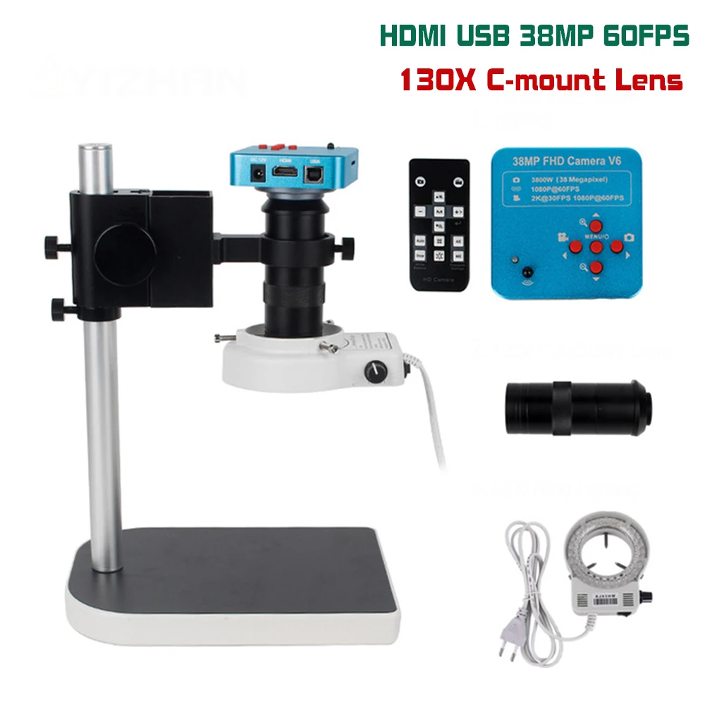 HDMI VGA 1080P Digital Microscope For Electronic Soldering 130X 38MP Microscope Camera USB LED Ring Light Professional Repair
HDMI VGA 1080P Digital Microscope For Electronic Soldering 130X 38MP Microscope Camera USB LED Ring Light Professional Repair