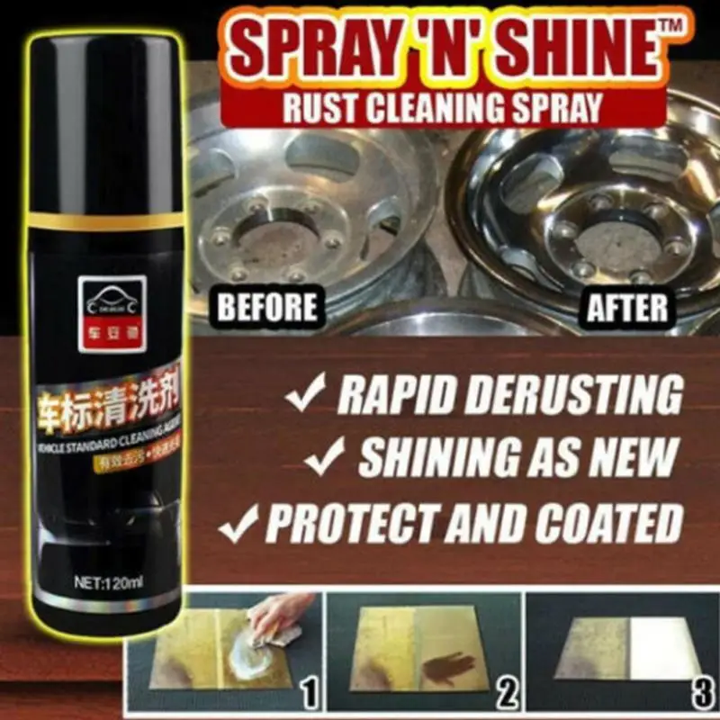 120ml Car Rust Inhibitor Rust Remover Spray Rust Quick Cleaming Spray Cleaning Formula Brightens Vehicle logo Cleaner Rust
120ml Car Rust Inhibitor Rust Remover Spray Rust Quick Cleaming Spray Cleaning Formula Brightens Vehicle logo Cleaner Rust