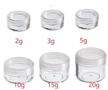 10Pcs Cosmetic Jar 2/3/5/10/15/20g Small Empty Cosmetic Refillable Bottles Plastic Eyeshadow Makeup Face Cream Jar Pot Container