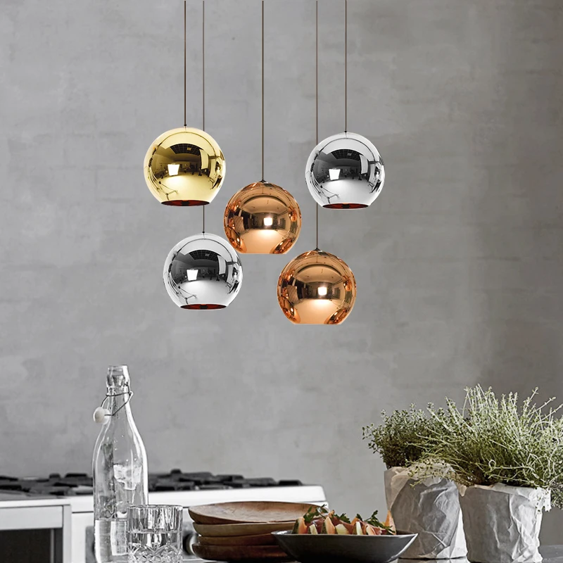 Nordic silver mirror electroplated round glass ball pendant lights postmodern chandelier for Living Room Bedroom home Decor 
Nordic silver mirror electroplated round glass ball pendant lights postmodern chandelier for Living Room Bedroom home Decor