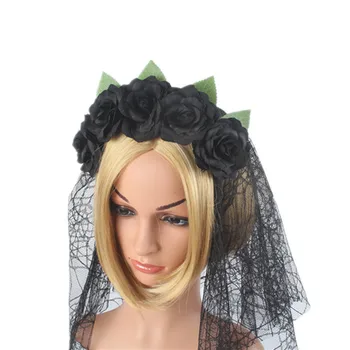 European Witch Theme Party Black Red Rose Flower Veil Hairbands Halloween Makeup Prom Female Rose Headband Mesh Hair Accessories 
European Witch Theme Party Black Red Rose Flower Veil Hairbands Halloween Makeup Prom Female Rose Headband Mesh Hair Accessories