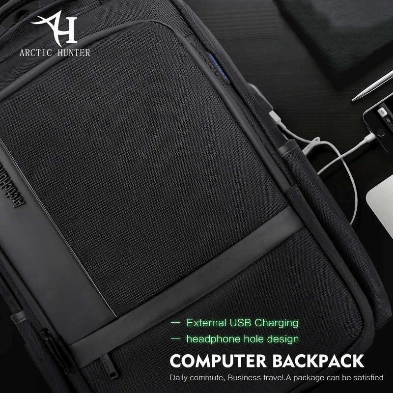 ARCTIC HUNTER Модный водонепроницаемый мужской рюкзак для ноутбука USB зарядка школьный