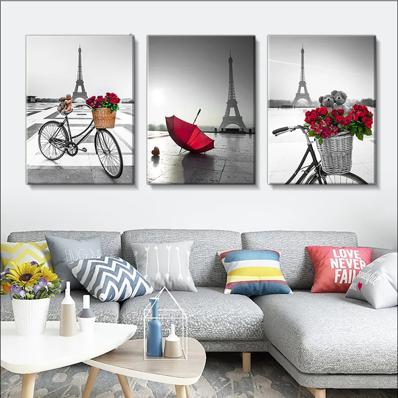 Modern Classic Black and White Bicycle Poster with Frame, Bicycle Small Red Umbrella Flower Basket, Eiffel Tower Canvas Painting
Modern Classic Black and White Bicycle Poster with Frame, Bicycle Small Red Umbrella Flower Basket, Eiffel Tower Canvas Painting