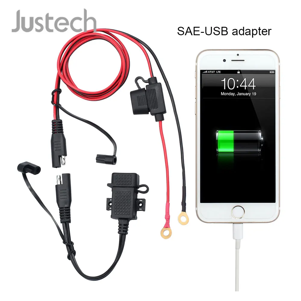 Justech 12V/24V Waterproof SAE to USB Charging Adapter for MP3/MP4 Bluetooth Device GPS Charger Cable Kit Motor Car | Автомобили и