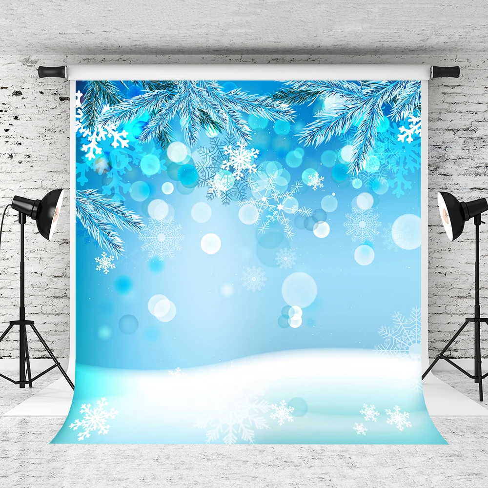 VinylBDS 10X10FT Winter Frozen Photo Background Christmas Garland Snowflake Branch Sky Blue For Studio | Электроника