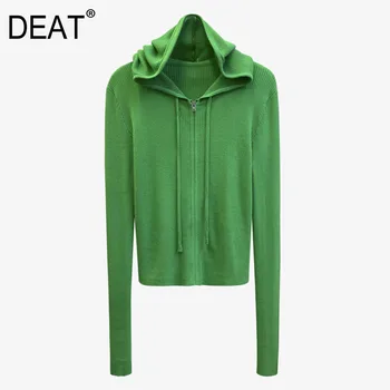 DEAT 2020 Autumn Winter New Zipper Solid Color Long Sleeve Casual Hooded Knitting Temperament Women's Cardigan Top 3AC361
DEAT 2020 Autumn Winter New Zipper Solid Color Long Sleeve Casual Hooded Knitting Temperament Women's Cardigan Top 3AC361