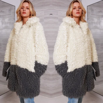 Casual Artificial Fur Women Coat Warm Loose Contrast Color Long Sleeve Wadded Jacket Wool Overcoat Soft Outerwear Femme Tops
Casual Artificial Fur Women Coat Warm Loose Contrast Color Long Sleeve Wadded Jacket Wool Overcoat Soft Outerwear Femme Tops