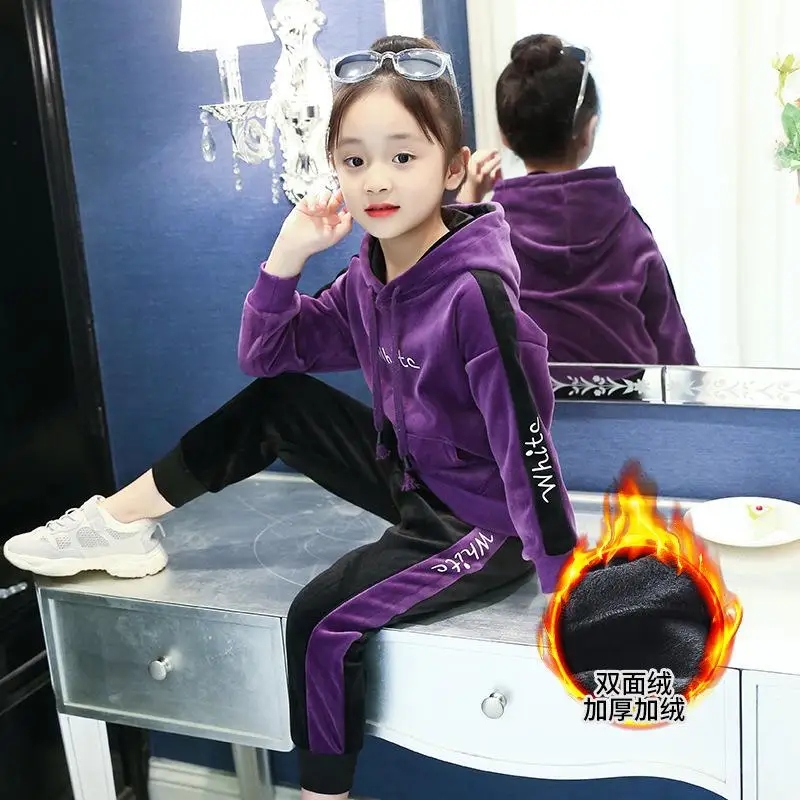 Kids Sports Suit for Girls Tracksuit 6 8 10 11 12 Years Velvet letter Long Sleeve Girl Sweatsuit Autumn Children Clothing Set
Kids Sports Suit for Girls Tracksuit 6 8 10 11 12 Years Velvet letter Long Sleeve Girl Sweatsuit Autumn Children Clothing Set