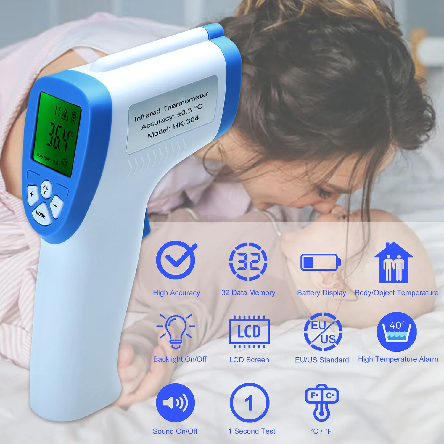 Baby Adult Digital Infrared Termometer Non-contact Forehead Thermometer for Temperature Gun Temperature Measurement Meter
Baby Adult Digital Infrared Termometer Non-contact Forehead Thermometer for Temperature Gun Temperature Measurement Meter