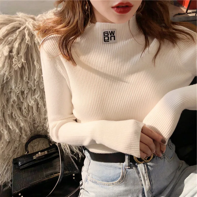 Half Turtleneck Pullovers Solid Color Long Sleeve 2020 Autumn Winter All Match Women Warm Soft Sweaters Slim Femme Fashion Tops
Half Turtleneck Pullovers Solid Color Long Sleeve 2020 Autumn Winter All Match Women Warm Soft Sweaters Slim Femme Fashion Tops