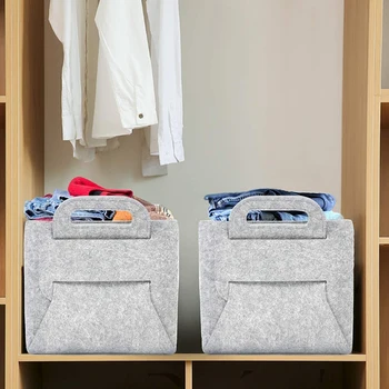 3Pcs Foldable Storage Baskets, Thickened Felt Cube Storage Bins with Carry Handles, Large Organizing Baskets for Clothes 
3Pcs Foldable Storage Baskets, Thickened Felt Cube Storage Bins with Carry Handles, Large Organizing Baskets for Clothes