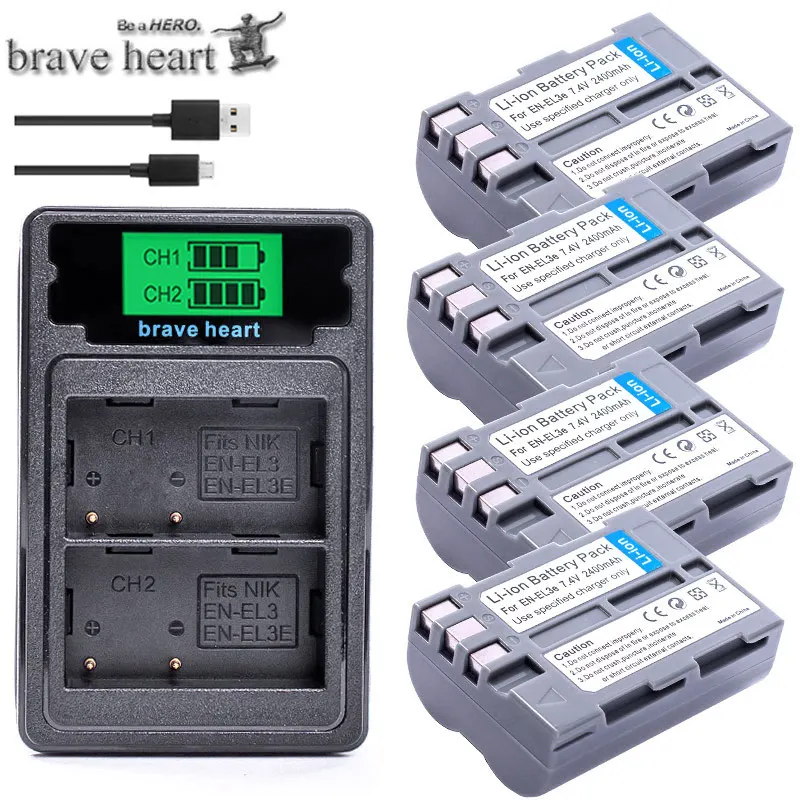 EN-EL3e EN EL3e ENEL3e 2400mAh батарея Батареи AKKU + ЖК USB зарядное устройство для Nikon D30 D50 D70 D70S D90