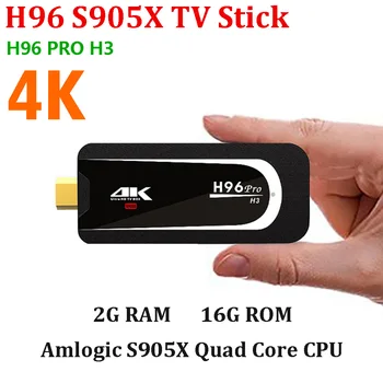 

Android TV Stick H96 PRO H3 Amlogic S905X Quad Core Android 7.1 Dual Band WiFi 2GB RAM 16GB ROM H.265 4K Smart TV Stick