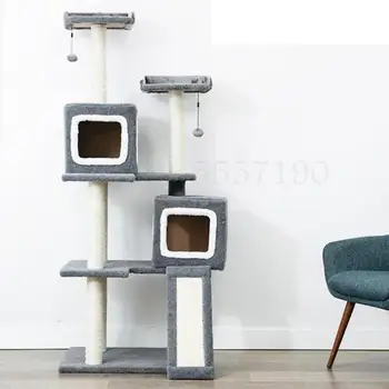 Simple cat climbing frame cat nest cat tree one solid wood belt nest sisal pillar cat villa size 
Simple cat climbing frame cat nest cat tree one solid wood belt nest sisal pillar cat villa size
