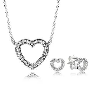 NEW 100% 925 Sterling Silver Loving Hearts Necklace and Earring Set Clear CZ Fit European Girl Original Charms DIY Jewelry Gift
NEW 100% 925 Sterling Silver Loving Hearts Necklace and Earring Set Clear CZ Fit European Girl Original Charms DIY Jewelry Gift