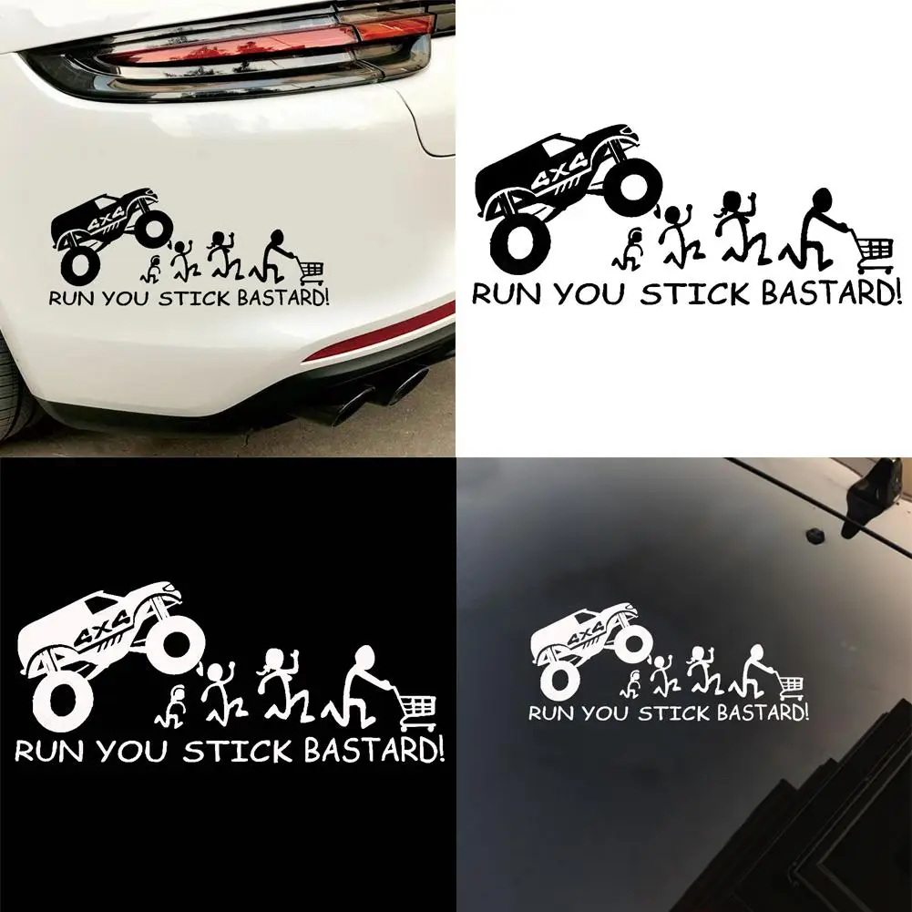 baseus Car Sticker Funny Run You Stick Bastard Car Sticker Auto Waterproof Reflective Accessories автомобильные товары 2020