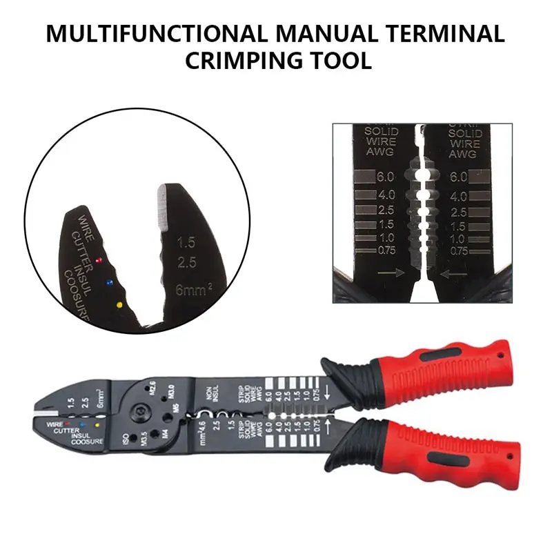 Multi-purpose Wire Stripping Cable Cutting Terminal Wire Crimping Tool Manual Terminal Crimping Tool Wire Crimping Tool
Multi-purpose Wire Stripping Cable Cutting Terminal Wire Crimping Tool Manual Terminal Crimping Tool Wire Crimping Tool