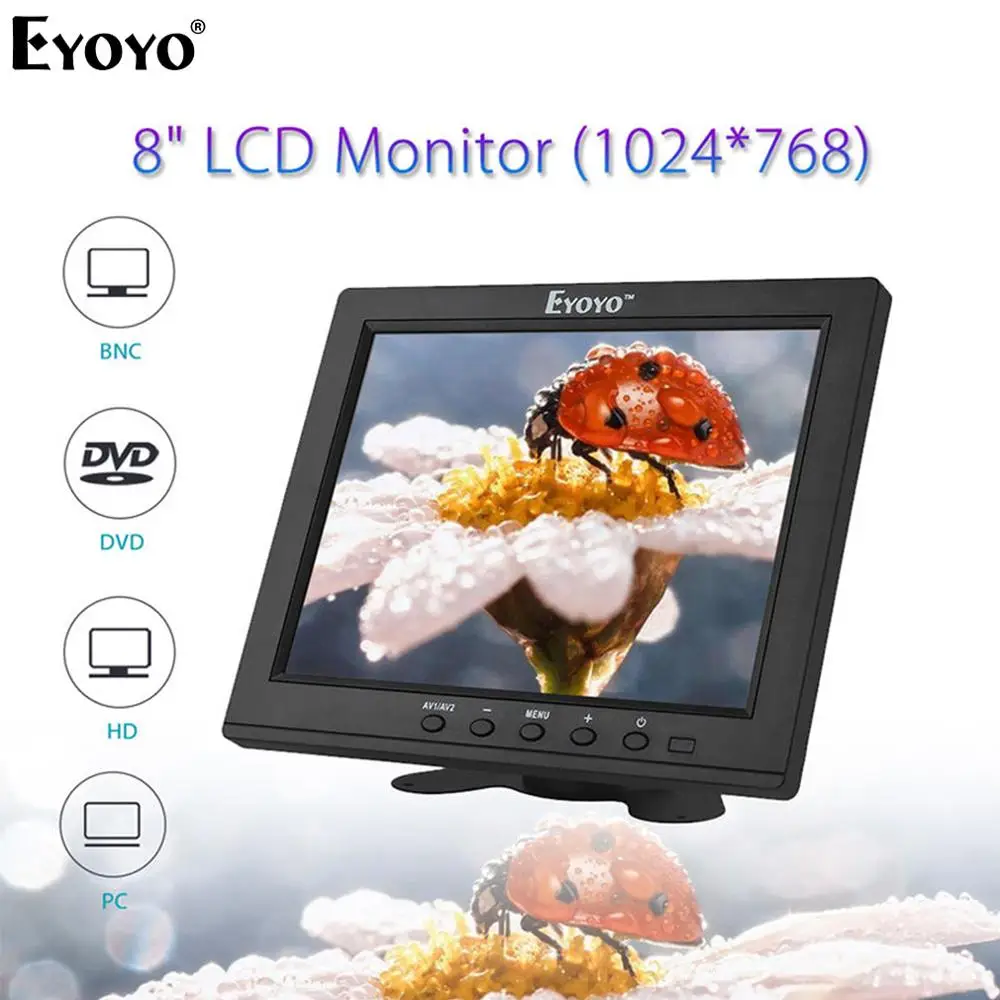 Eyoyo EM08B 8 Inch Portable BNC HDMI CCTV Mini Computer TV Monitor TFT LCD Screen 1024x768 Display With VGA For Security Camera
Eyoyo EM08B 8 Inch Portable BNC HDMI CCTV Mini Computer TV Monitor TFT LCD Screen 1024x768 Display With VGA For Security Camera