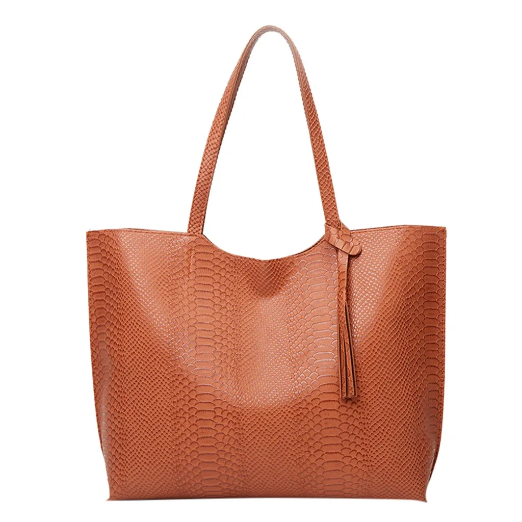Woman Solid Bag Elegant Work Large Capacity Tassel Croc Leather Bag Vintage Retro 2020 New Shoulder Bag
Woman Solid Bag Elegant Work Large Capacity Tassel Croc Leather Bag Vintage Retro 2020 New Shoulder Bag