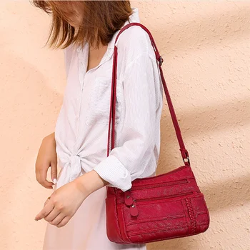 Fashion Women Bag Pu Soft Leather Shoulder Bag Multi-layer Crossbody Bag Quality Small Bag Brand Red Handbag Purse
Fashion Women Bag Pu Soft Leather Shoulder Bag Multi-layer Crossbody Bag Quality Small Bag Brand Red Handbag Purse