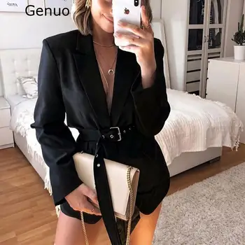 Genuo New Fashion Elegant Black Women Blazer Coat Spring Autumn Office Ladies Blazers With Belt Outerwear Solid Blaser Clothes 
Genuo New Fashion Elegant Black Women Blazer Coat Spring Autumn Office Ladies Blazers With Belt Outerwear Solid Blaser Clothes