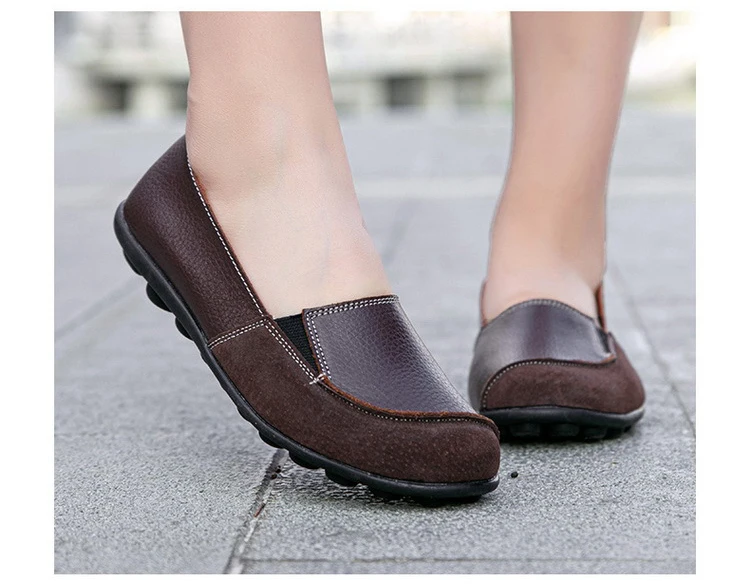AH 208-2020 New Spring Autumn Women's Flat Shoes Comfortable Nurse Loafers Geunie Leather Mother Walking Shoe-10