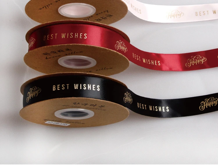 25mm 50yards gilding english character ribbon flower packaging