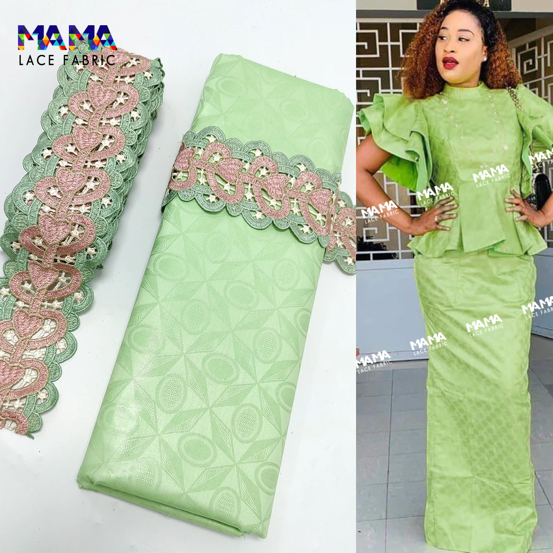 5+5 Yards Newest African Lace High Quality Bazin Brocade With 100% Cotton Ribbons For Craftes DIY For Senegal Sewing
5+5 Yards Newest African Lace High Quality Bazin Brocade With 100% Cotton Ribbons For Craftes DIY For Senegal Sewing
