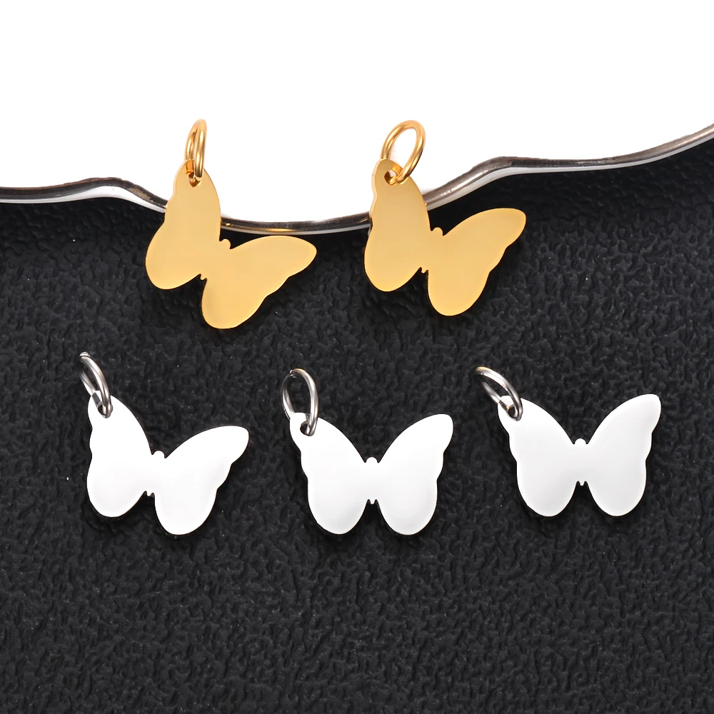 

5pcs Gold Animal Butterfly Charms Pendants Stainless Steel DIY Jewelry Making Necklace Findings Bracelet Charm Accessories