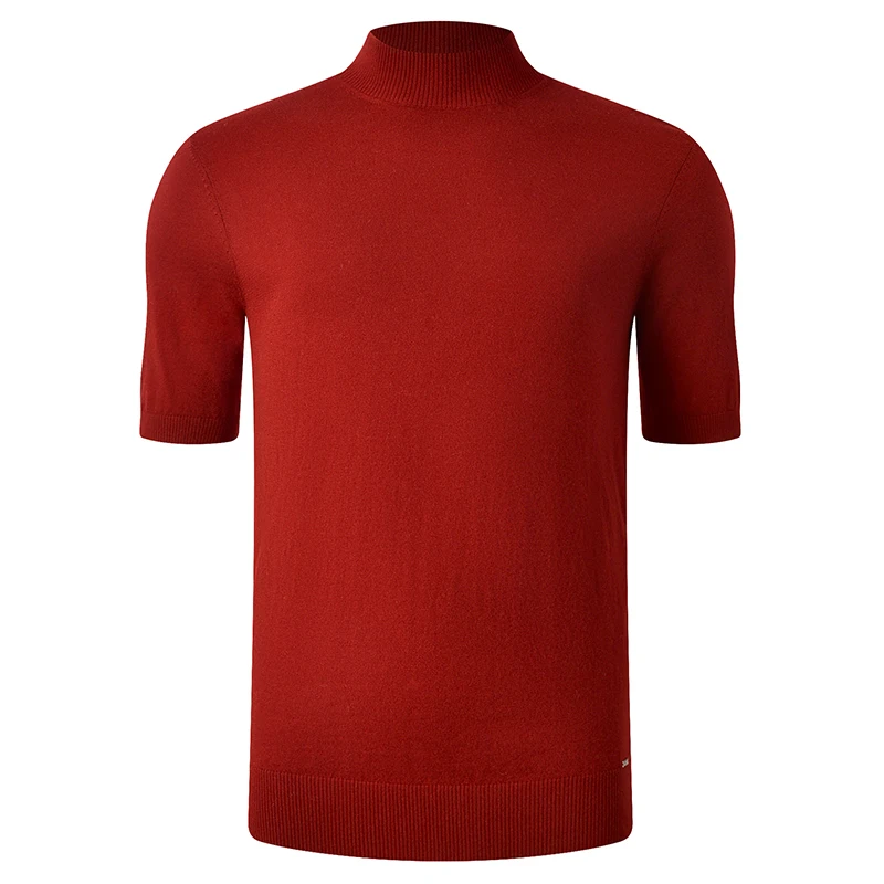 

2021 Brand New Autumn Men's Light Weight Merino Wool Mock Turtleneck Sweater Undershirt Short Sleeve T-Shirt