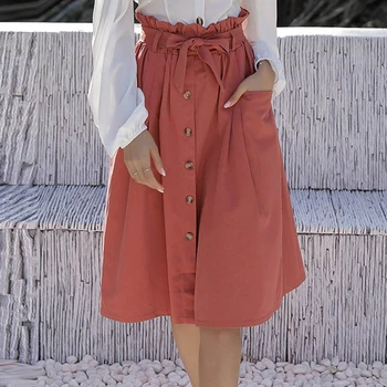 Summer Spring Womens Skirt Midi Knee Length Korean Bow Sash Button High Waist Skirt Female Pleated Ruffle Skirt
Summer Spring Womens Skirt Midi Knee Length Korean Bow Sash Button High Waist Skirt Female Pleated Ruffle Skirt