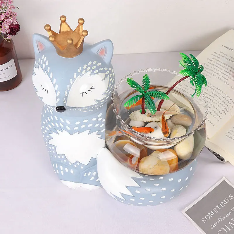 3 Betta Goldfish Mini Fish Bowl Ecology Glass Portable Desktop Aquarium Mini Nano Fish Tank Office Decoration