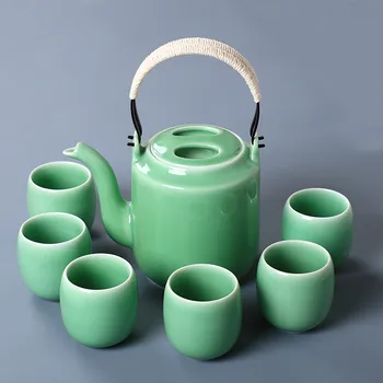 Teapot, ceramic teapot, Chinese Celadon teapot. One pot, six cups and one set.
Teapot, ceramic teapot, Chinese Celadon teapot. One pot, six cups and one set.