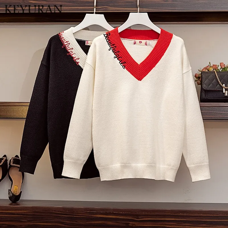 Soft Cashmere Elastic Sweaters and Pullovers for Women Autumn Winter Sweater V-Neck Female Jumper 4XL Knitted Brand Tops 2019 
Soft Cashmere Elastic Sweaters and Pullovers for Women Autumn Winter Sweater V-Neck Female Jumper 4XL Knitted Brand Tops 2019