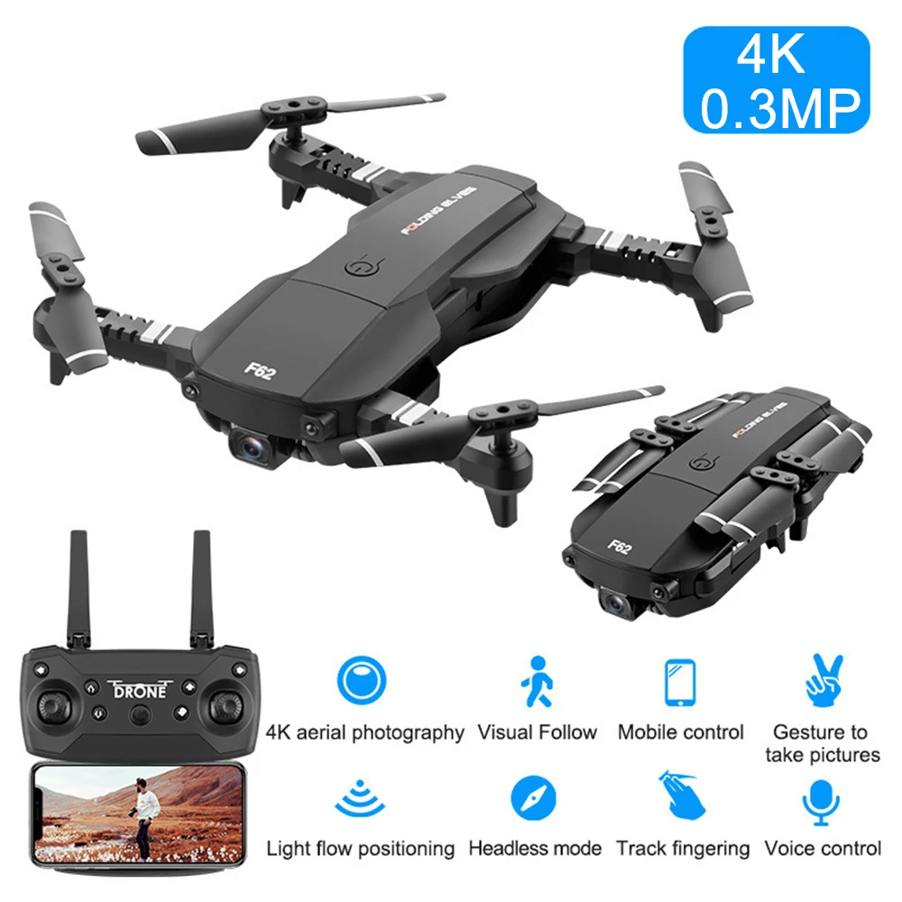 F62 Drones WiFi FPV RC Drone Folding 0.3mp 4K Drone HD Optical Flow Wide-angle Real Time Aerial Helicopter Quadcopter VS midrone
F62 Drones WiFi FPV RC Drone Folding 0.3mp 4K Drone HD Optical Flow Wide-angle Real Time Aerial Helicopter Quadcopter VS midrone