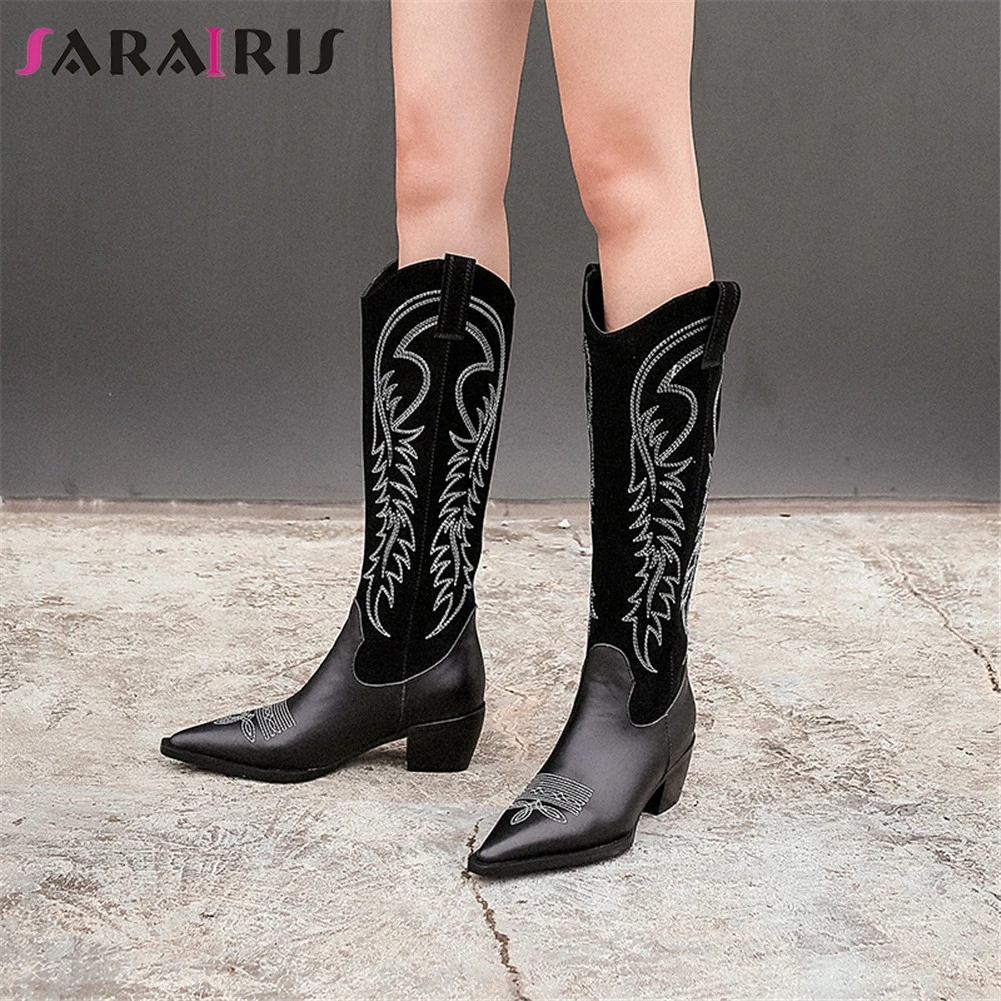 SARAIRIS New Fashion women's Genuien Leather Pointed Toe Chunky High Heels Boots Woman Shoes Casual Party Retro Boots Female
SARAIRIS New Fashion women's Genuien Leather Pointed Toe Chunky High Heels Boots Woman Shoes Casual Party Retro Boots Female