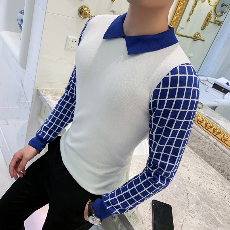 Fake Two Pieces Mens Pullover Sweaters British Style Polo Lead Rendering Knitting Unlined Upper Garment Lattice Self-cultivation
Fake Two Pieces Mens Pullover Sweaters British Style Polo Lead Rendering Knitting Unlined Upper Garment Lattice Self-cultivation