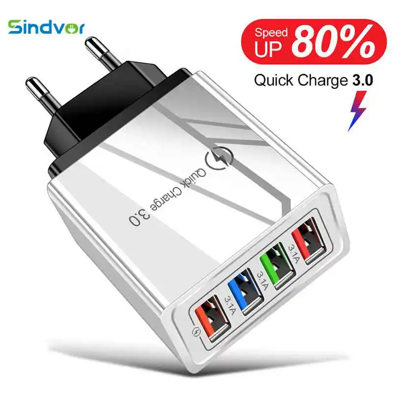 EU/US/UK Plug USB Charger Quick Charge 3.0 For Phone Adapter for Huawei Mate 30 Tablet Portable Wall Mobile Fast | Мобильные