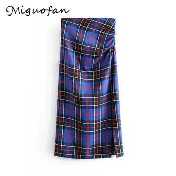 Huaxiafan plaid Skirts women high waist Blue Split Skirt Female Straight spring Vintage Office Lady Long Skirt faldas mujer moda
Huaxiafan plaid Skirts women high waist Blue Split Skirt Female Straight spring Vintage Office Lady Long Skirt faldas mujer moda