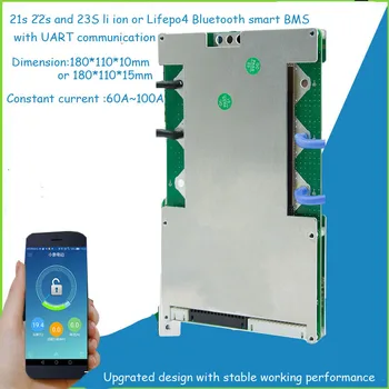 21S 22S 23S li ion or Lifepo4 Smart Bluetooth BMS with UART for 88.2V 92.4V 96.6V battery with 60A 80A 100A constant current
21S 22S 23S li ion or Lifepo4 Smart Bluetooth BMS with UART for 88.2V 92.4V 96.6V battery with 60A 80A 100A constant current