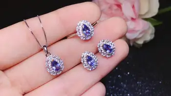 The Best Gift For your mother Tanzanite jewelry set Natural Real Tanzanite 925 sterling silver 1pc pendant,1pc ring,2pcs Earring 
The Best Gift For your mother Tanzanite jewelry set Natural Real Tanzanite 925 sterling silver 1pc pendant,1pc ring,2pcs Earring