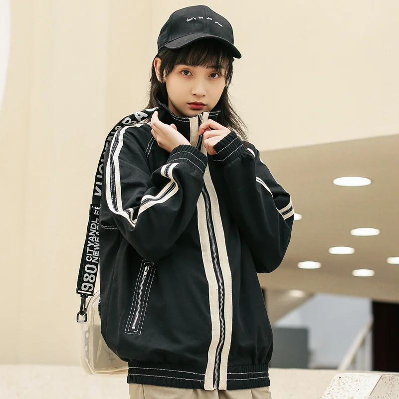 Осенний корейский стиль Harajuku параллельные полосы студенческий Повседневный