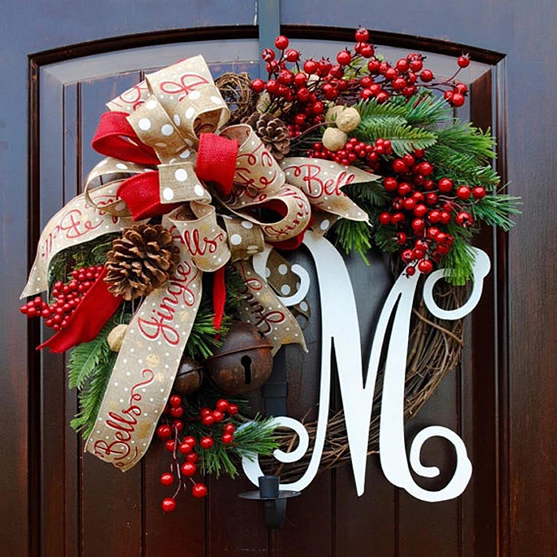 

Рождественский венок на дверь, искусственный пинекон, Искусственный Красный настенный подвесной орнамент, украшение на Рождество и новый год