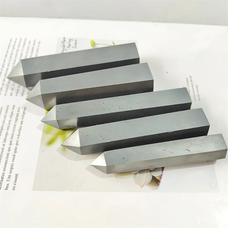 Natural Stones Polished Quartz Crystal Gray Hematite Wand Point Healing Gemstones For Home Decor
Natural Stones Polished Quartz Crystal Gray Hematite Wand Point Healing Gemstones For Home Decor