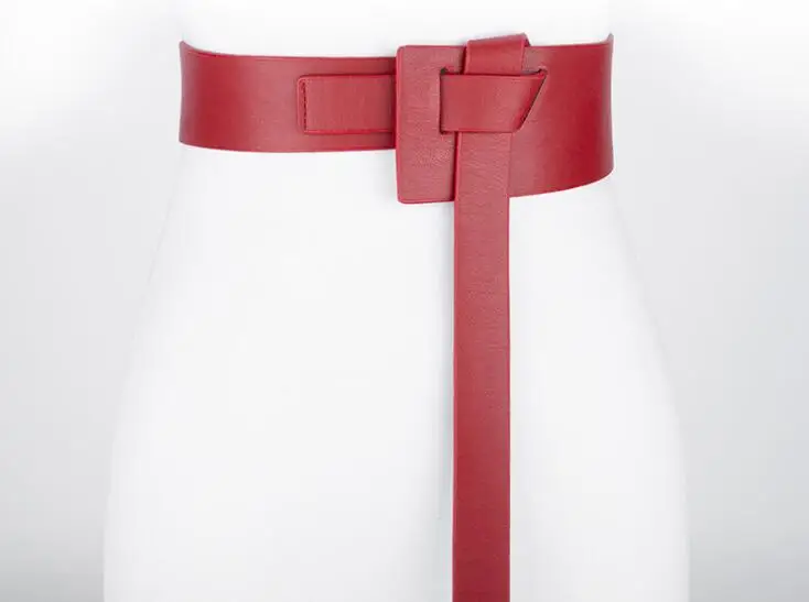 New Design Women Knot Waistbands Wide Long Belts Soft Pu