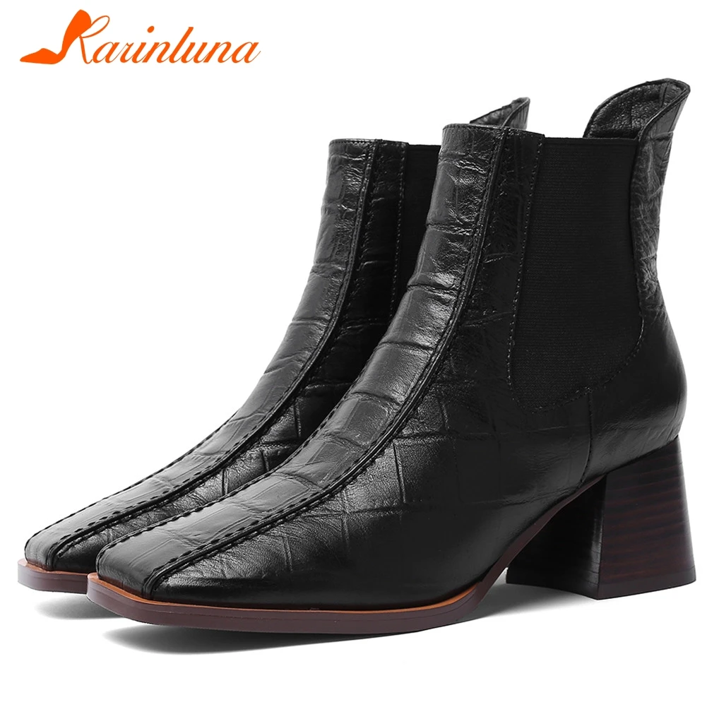 KARINLUNA Big Size 34-43 Brand Chelsea Booties Ladies Quality Genuine Leather Ankle Boots Women High Chunky Heels Shoes Woman
KARINLUNA Big Size 34-43 Brand Chelsea Booties Ladies Quality Genuine Leather Ankle Boots Women High Chunky Heels Shoes Woman