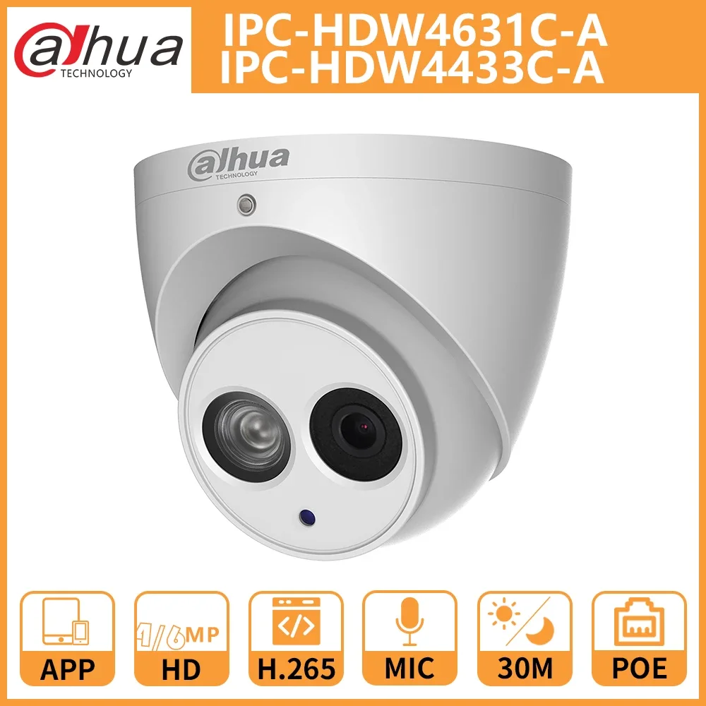 Dahua IP Camera Security 4MP IPC-HDW4433C-A HD 6MP HDW4631C-A Camara Surveillance Night Vision IR PoE Built-in Mic
Dahua IP Camera Security 4MP IPC-HDW4433C-A HD 6MP HDW4631C-A Camara Surveillance Night Vision IR PoE Built-in Mic